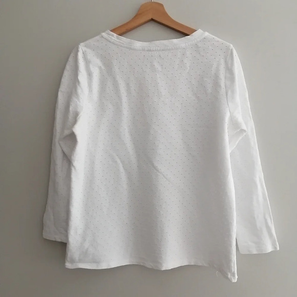 A.P.C White 100% Cotton 3/4 Sleeve Light Sweater with Micro Hole Pattern Large - Picture 3 of 14